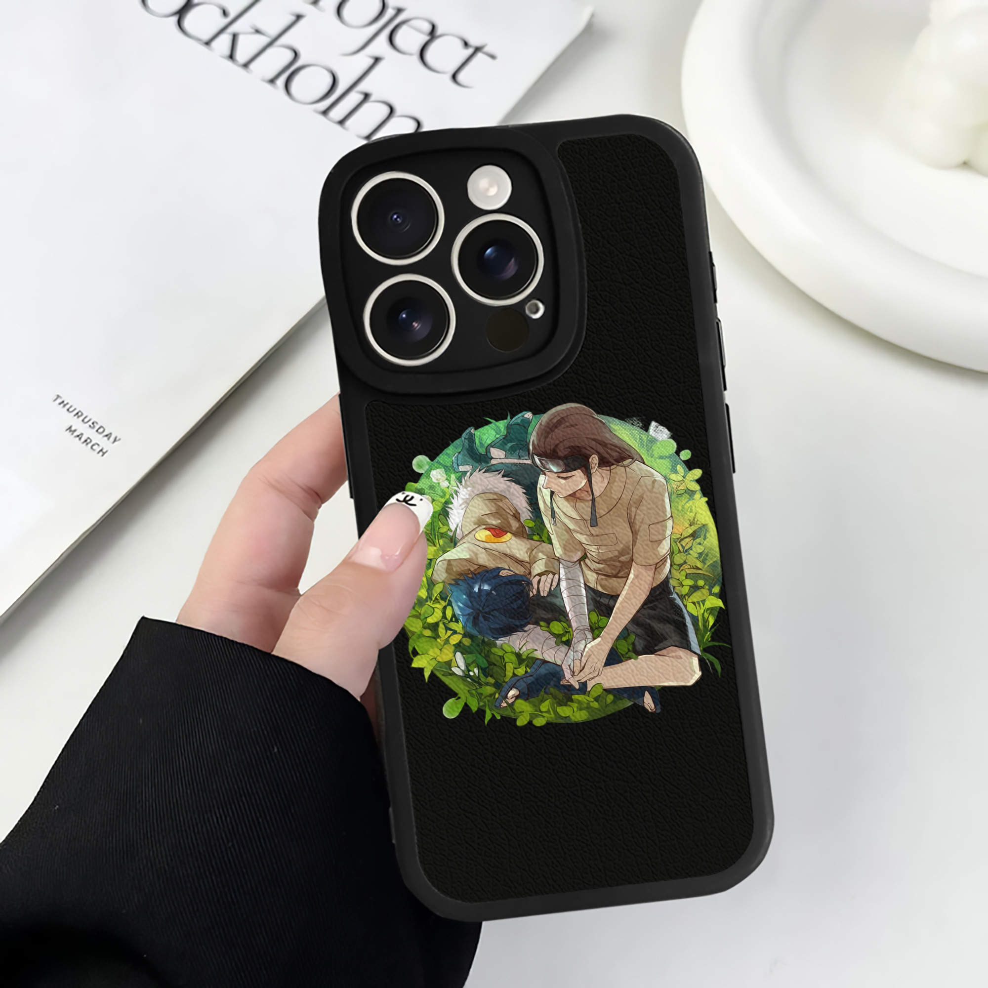 （画像用） NARUTO -ナルト- 日向ネジ Hyūga Neji 【iPhone 16シリーズ対応】シリコンスマホケース（レザー調） 材質：シリコン